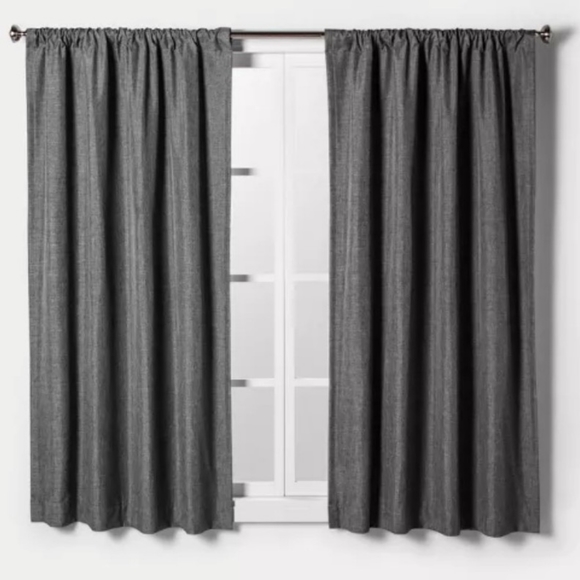 Heathered Gray Light Filtering Curtain Panels NEW